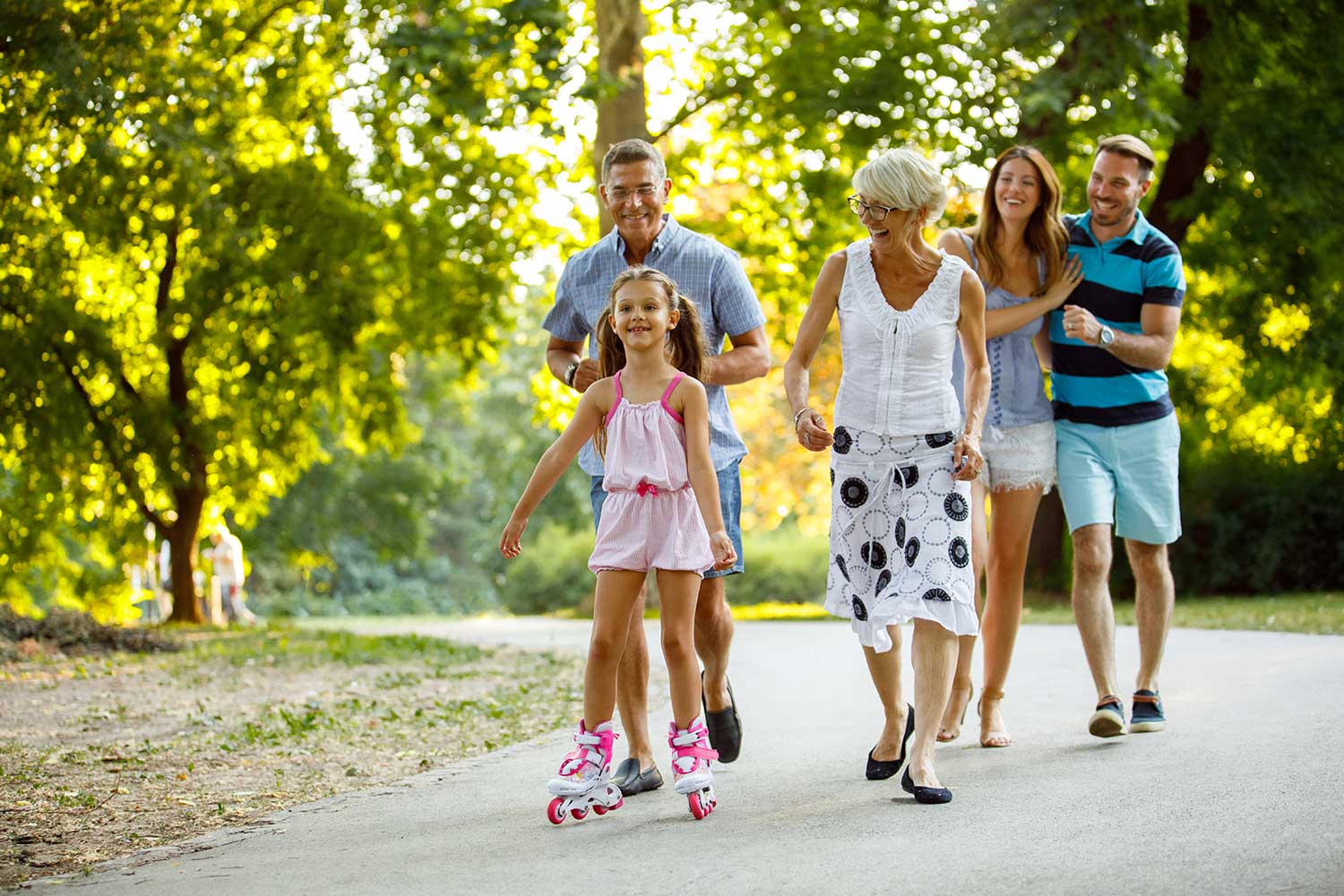 Family on a walk in the park